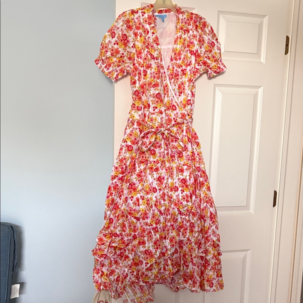 Draper James Pink and Yellow Floral Wrap Maxi Dress